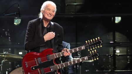 Jimmy Page performs onstage during the 38th Annual Rock & Roll Hall Of Fame Induction Ceremony at Barclays Center on November 03, 2023 in New York City