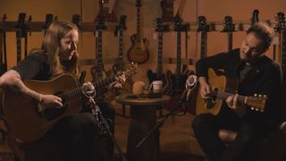 Billy Strings and Robb Cappelletto for Carter Vintage Guitars